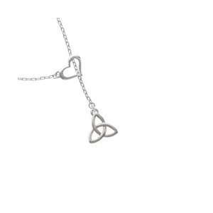 Large Silver Trinity Knot   Silver Plated Heart Lariat Charm Necklace 