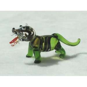  Collectibles Crystal Figurines Opaque Green Tiger 