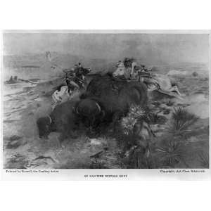   ,c1898,Indians on horseback,bow,arrows,spear,killing