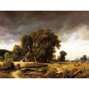 Oil Painting Westphalian Landscape Albert Bierstadt Hand Painted Art 