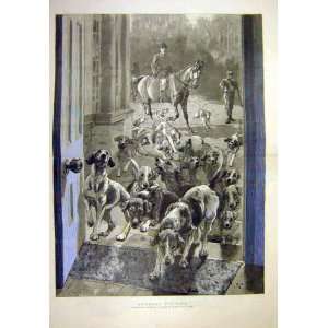   1887 Foxhounds House Pursuit Visitors Dogs Animal Hunt