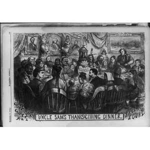 Uncle Sams Thanksgiving dinner,carving turkey,universal suffrage,1869 