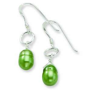  Sterling Silver Green Freshwater Cultured Pearl Earrings Jewelry
