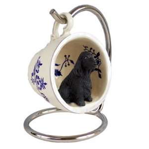  English Cocker Blue Tea Cup Dog Ornament   Black