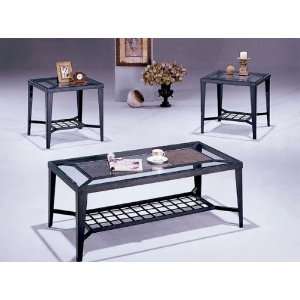  3PC Coffee Table Set With Beveled Glass Top Coffee Table 