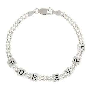  Sterling Silver Beaded Forever Love Cube Bracelet Jewelry