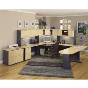 com Savannah Beech and Slate Large UShape Workstation Savannah Beech 