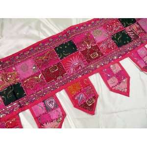  Pink Ethnic India Door Window Fabric Valance Topper L 