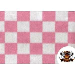  Fleece Printed Checkers Pink Fabric By the Yard 