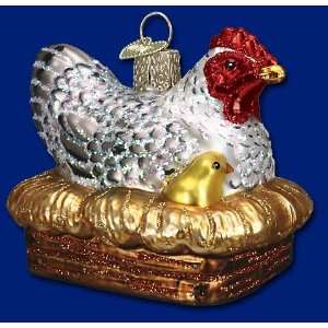  Mercks Family Old Wolrld Christmas ornament glass hen on nest 2 1 