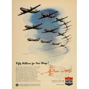  1946 Ad United Air Lines Main Line Airway Plane Route 