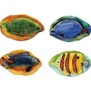 Handpainted Tropical Fish Snack Plate (Set of 16)  Kitchen 