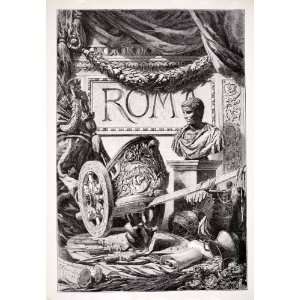  1886 Wood Engraving Rome Roman Italy Bust Caesar Emperor 