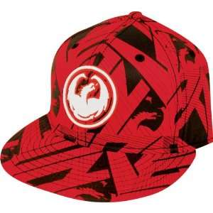  Dragon Alliance Warp Mens Flexfit Racewear Hat   Red 