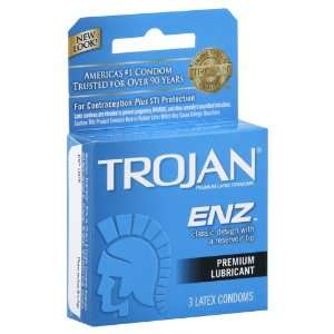  Trojan ENZ Condoms, Premium Latex, Lubricant, 3 ct 