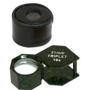  10X Triplet Hexagon Loupe Green Jewelers Magnifier 21mm 