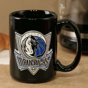  NBA Dallas Mavericks Black 15oz. Pewter Logo Ceramic Mug 