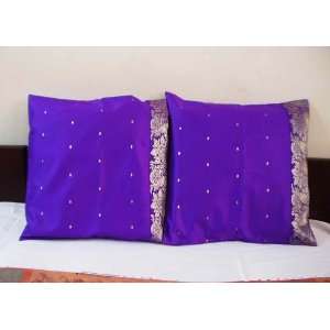  Pair Purple Sari Cushion Covers Saree Pillow covers Made 