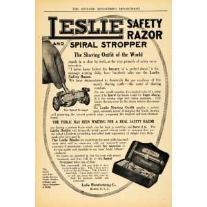  1910 Ad Leslie Safety Razor Spiral Stopper Sharp Shave 