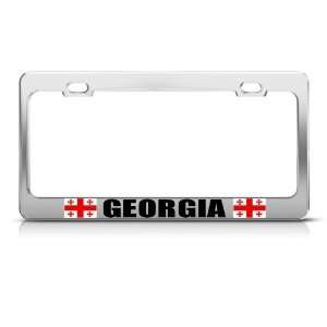 Georgia Country Flag Heavy Duty Country license plate frame Stainless