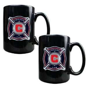  Chicago Fire MLS 2pc Black Ceramic Mug Set   Primary Team 