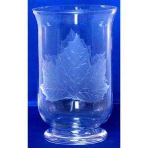 Individually Hand Etched Maple Leaf Medium Clear Glass Candle Shade 8 