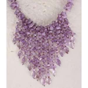 Amour NG796MLP 18in. 650ct TGW Light Amethyst Chips Necklace with 
