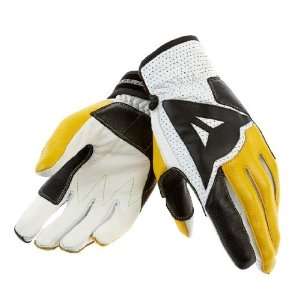   DAINESE VINTAGE RACER LEATHER GLOVES WHITE/BLACK/YELLOW XS Automotive