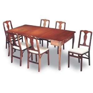  Style Wood Expandaway Table with 4 Traditional Style Folding Chairs 