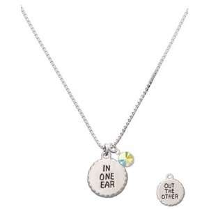  In One Ear & Out the Other Circle Charm Necklace with AB 