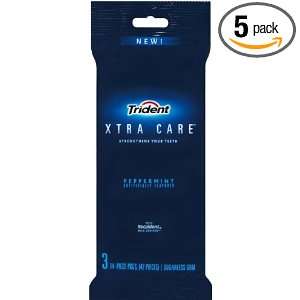Trident Xtra Care Gum, Peppermint (3 Pack), 14 Piece Packs (Pack of 5 