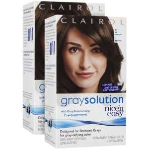 Clairol Nice n Easy Gray Solution Hair Color, Medium Brown (005), 2 