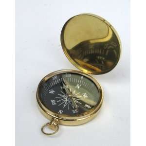 REAL SIMPLEHANDTOOLED HANDCRAFTED BRASS POCKET FLAT COMPASS WITH 