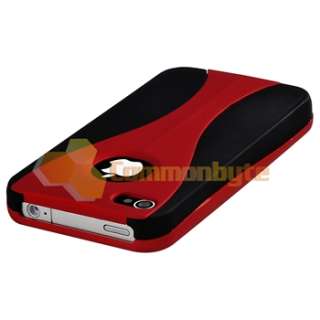 Red/Black 3 Piece Cup Hard CASE+PRIVACY Protector for VERIZON iPhone 4 