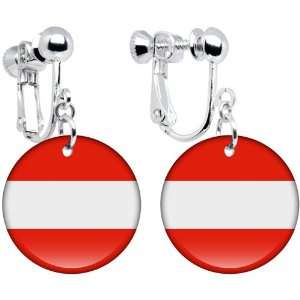 Austria Flag Clip on Earrings