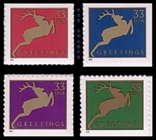 Holiday 1999 Reindeer 3364 67 3367 Singles 4 From Vending Booklet MNH 