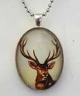   antlers necklace hipster STEAMPUNK large 40x30mm glass domed pendant