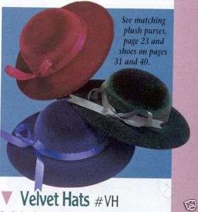 Velvet Hats #VH fits 10 circumference doll head  