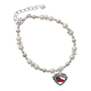 San Antonio Heart with Jalapeno Czech Pearl Beaded Charm Bracelet 