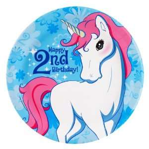   Unicorn 2nd Birthday Dinner Plates (8) Party Supplies Toys & Games
