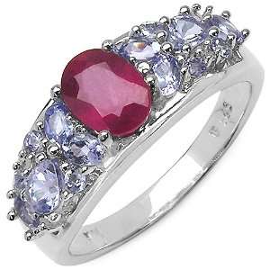  1.80 ct. t.w. Glass Filled Ruby and Tanzanite Ring in 