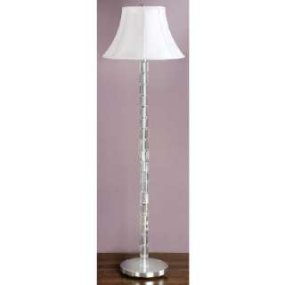 NEW 1 Light Floor Lamp Lighting Fixture, Chrome, Crystal, Faux Silk 