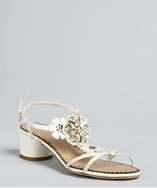 Christian Dior cream patent leather flower detail sandals style 