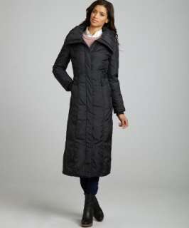 Cole Haan black quilted pillow collar down long coat   up to 