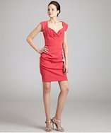   watermelon crepe squared cap sleeve wiggle dress style# 318425301