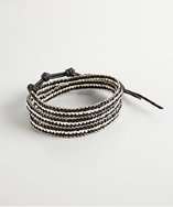 Chan Luu black leather beaded chain triple wrap bracelet style 