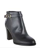 Fendi black leather buckle detail ankle booties style# 316588401