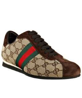 Gucci beige GG canvas web stripe sneakers  