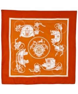 Hermes antique red horse and carriage Ex Libris silk scarf   