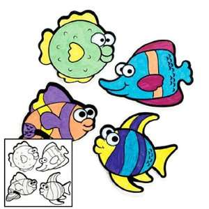  Color Your Own Fuzzy Fish Magnets (1 dz) Toys & Games